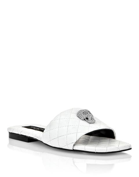 Matelasse Slides Crystal Skull Women