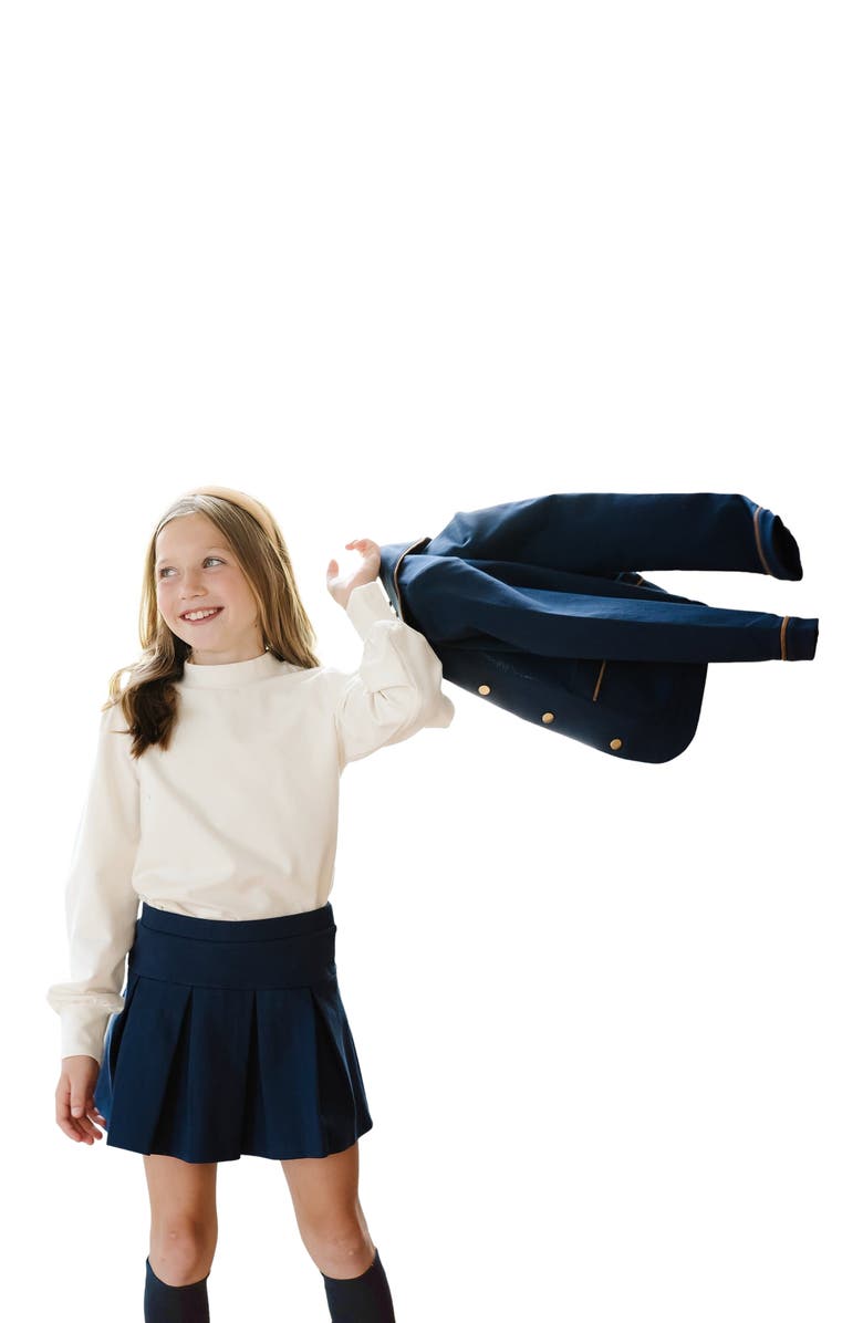 Hope & Henry Girls' Ponte Collared Jacket, Kids, Alternate, color, Navy Quilted