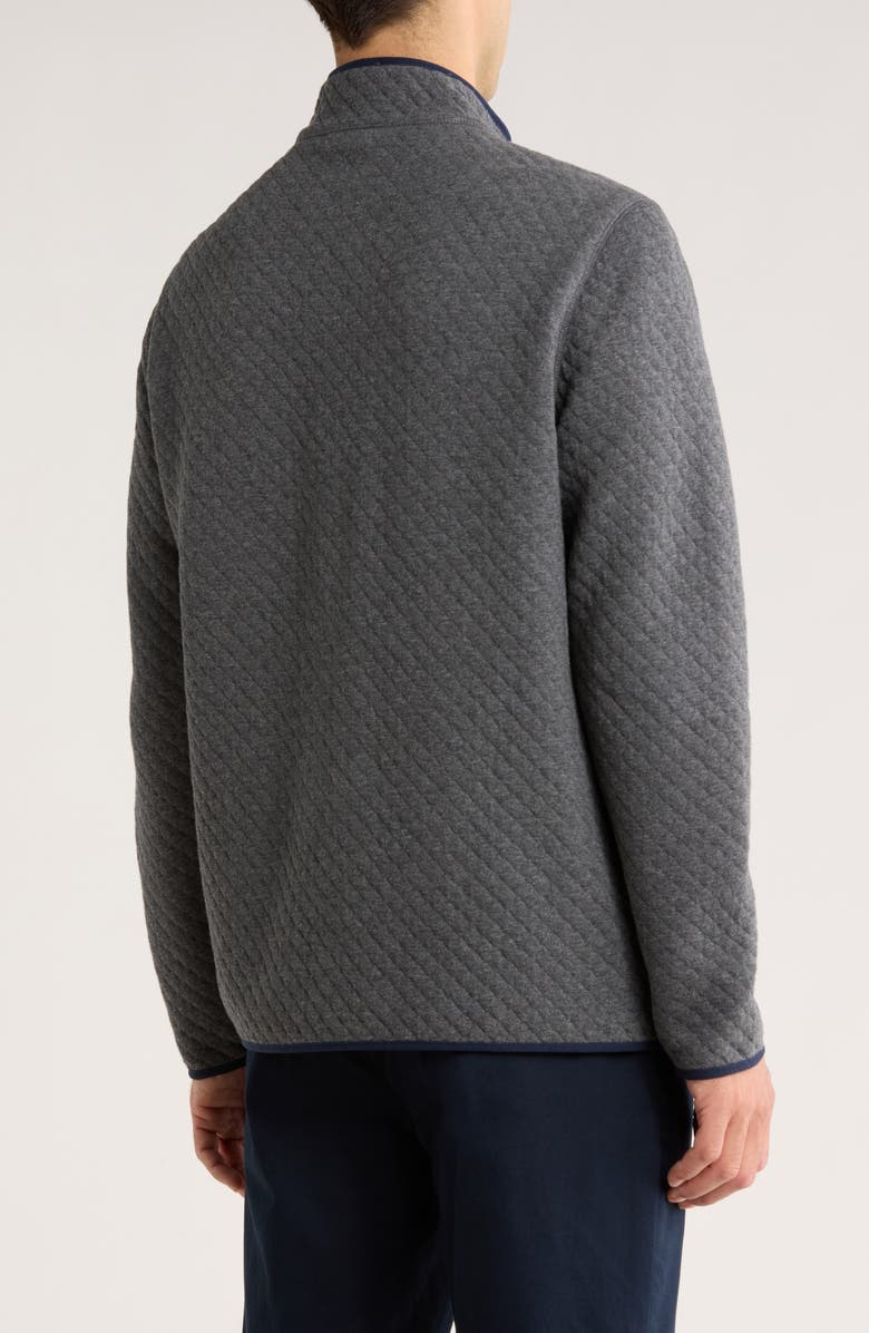 Brooks Brothers Quilted Fleece Quarter Zip Pullover, Alternate, color, Charcoal Gray/ Burgundy