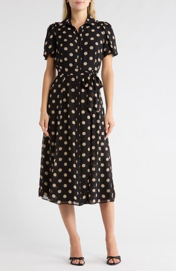 Sandra Darren Bubble Sleeve Shirtdress In Multi