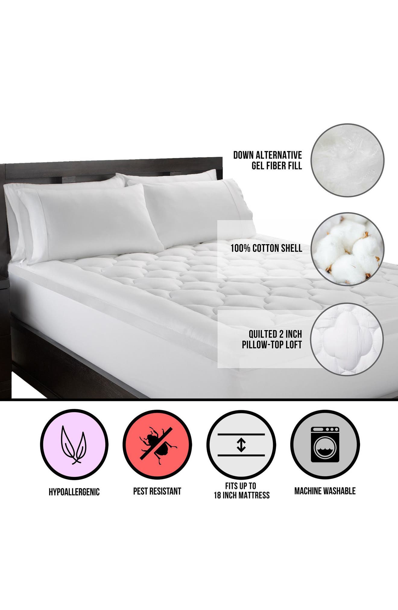 ELLA JAYNE HOME Lofty 100% Cotton Plush Gel Fiber Filled Mattress ...