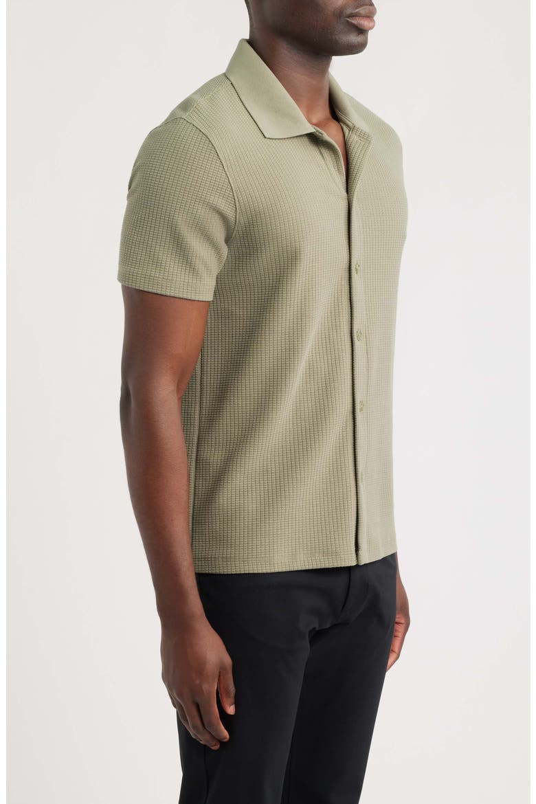 Grid Waffle Knit Button-Up Shirt, Alternate, color, SAGE