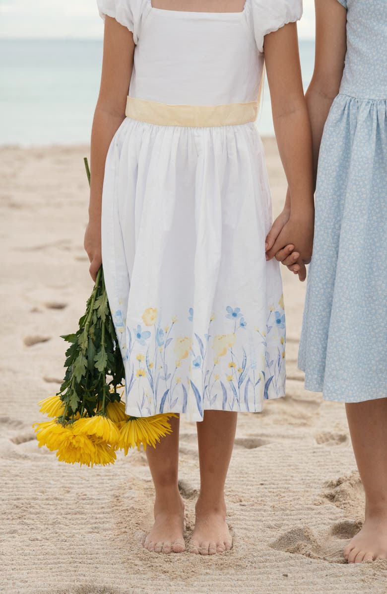 Hope & Henry Kids' Organic Puff Sleeve Sateen Party Dress, Alternate, color, Sunlit Border Floral