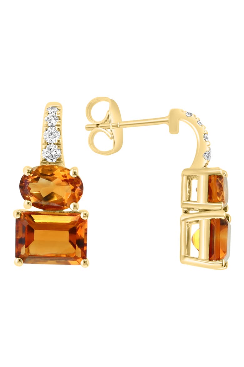 14K Gold Diamond & Citrine Drop Earrings, Alternate, color, ORANGE