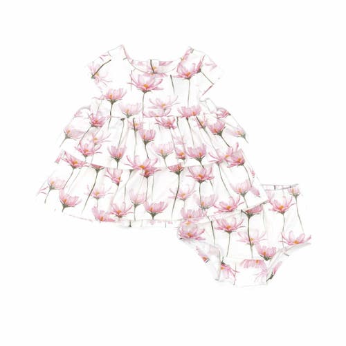 Norani Kids Organic Layered Dress With Matching Bloomers In Pink Petals