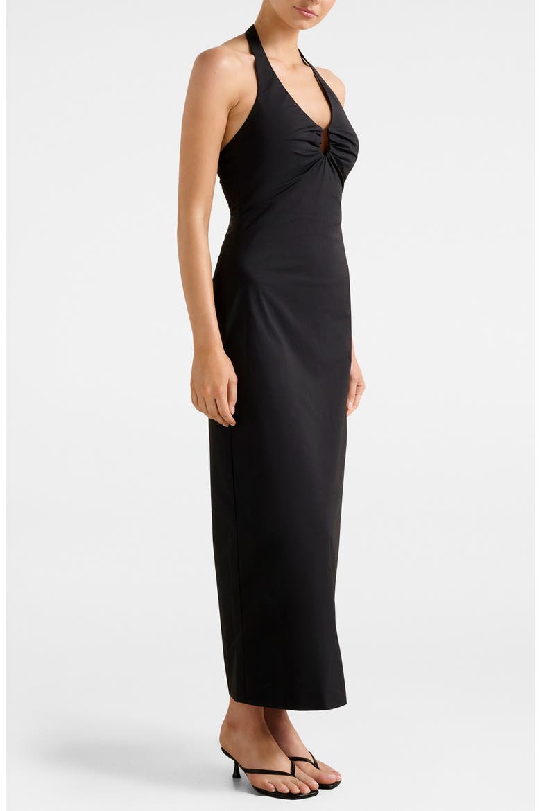 Tia Halter Midi Dress, Alternate, color, BLACK