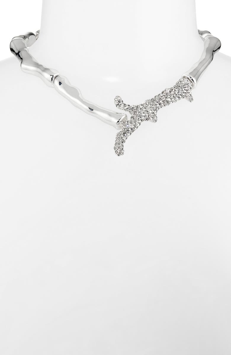 Tory Burch Crystal Coral Necklace, Alternate, color, Light Silver / Crystal