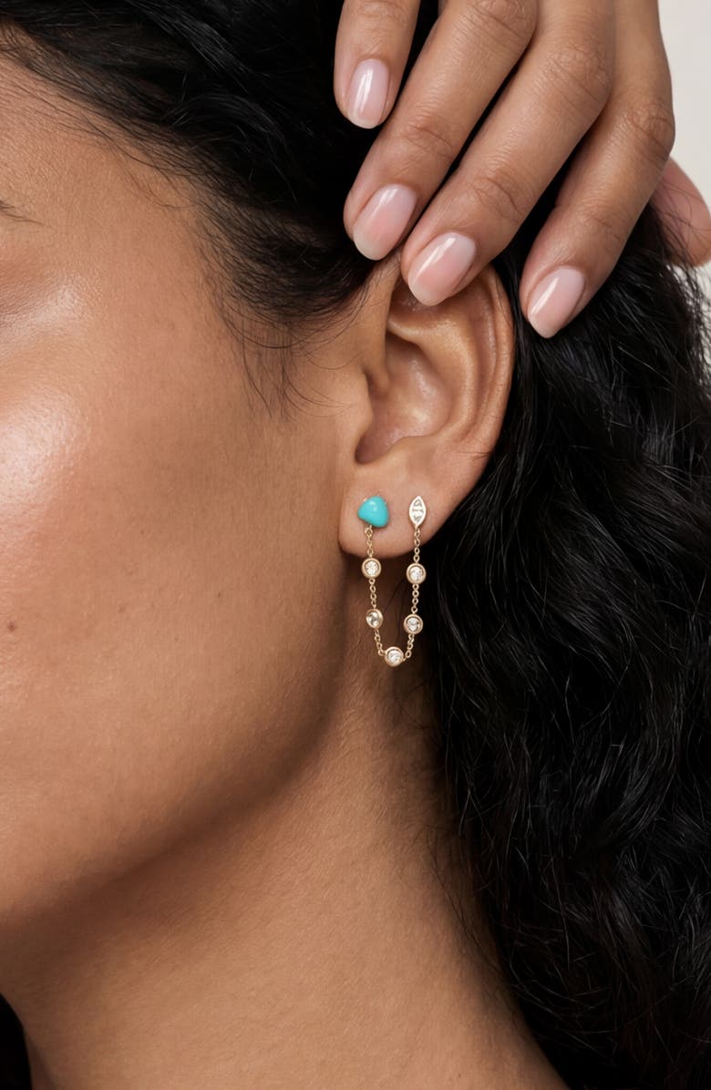 Ettika Double Piercing Drop Earrings, Alternate, color, Turquoise