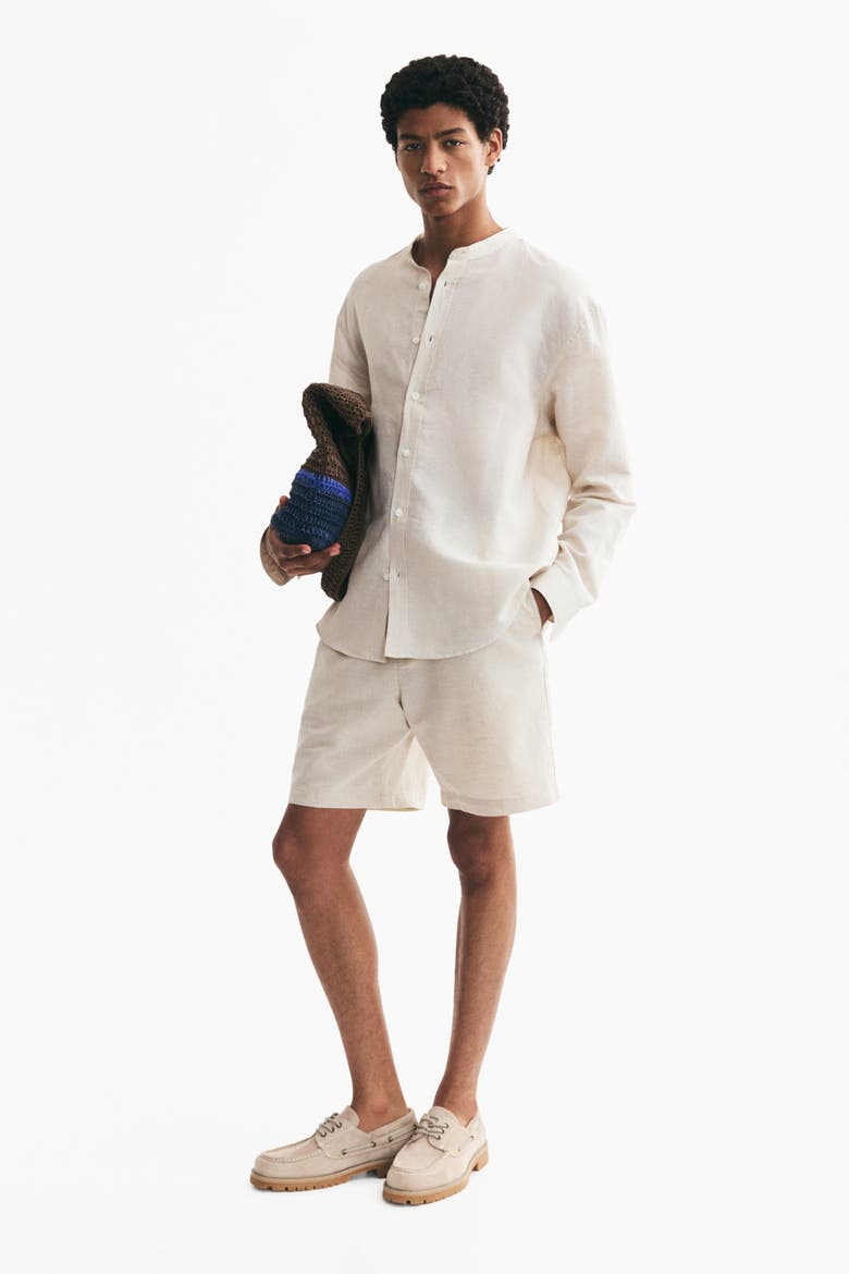 Regular Fit Linen-blend Shorts, Main, color, Light beige