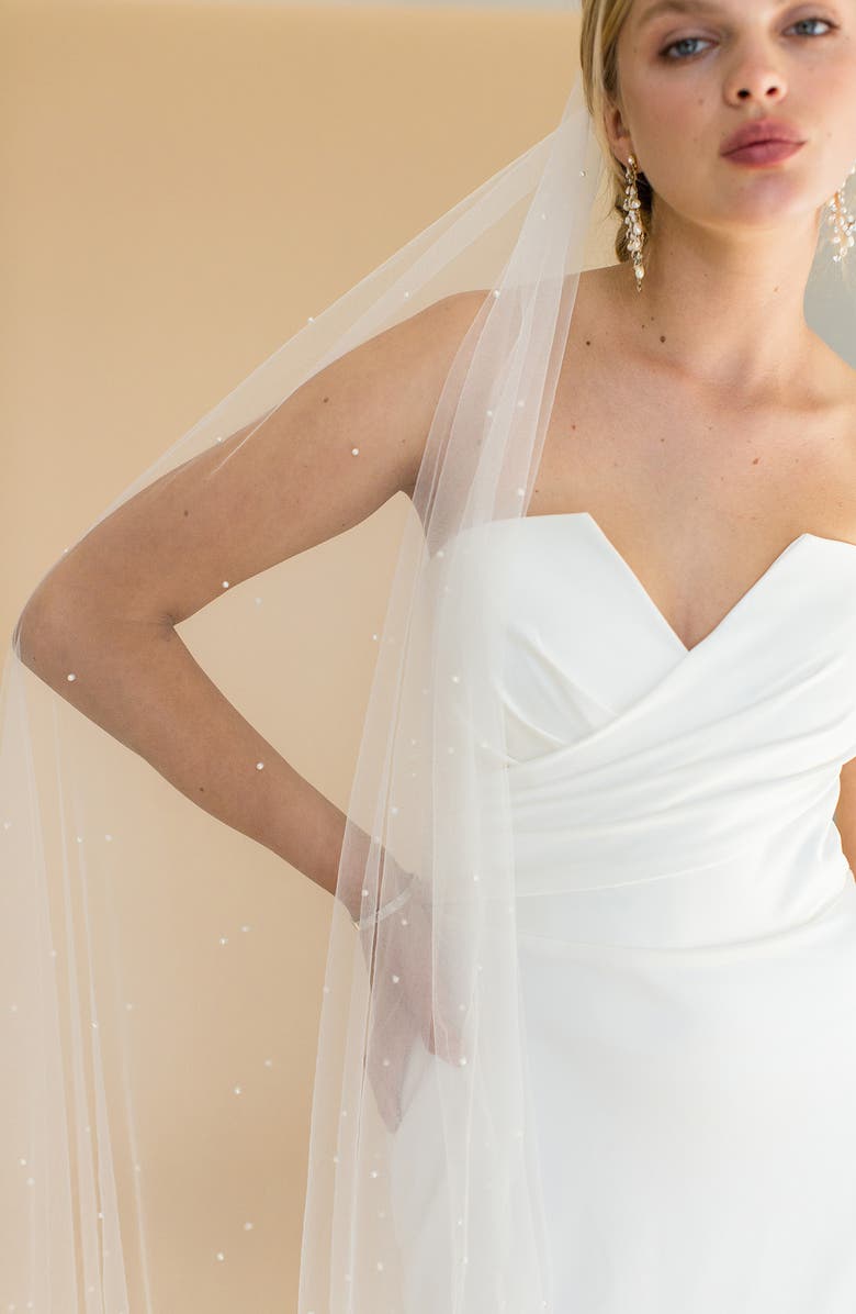 Brides & Hairpins Eudora Imitation Pearl Floor Length Veil, Alternate, color, Ivory