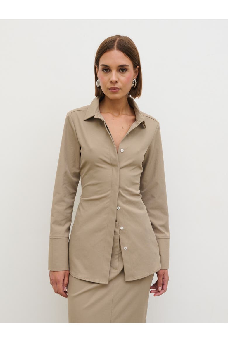 Myley Cinched Shirt, Main, color, Taupe