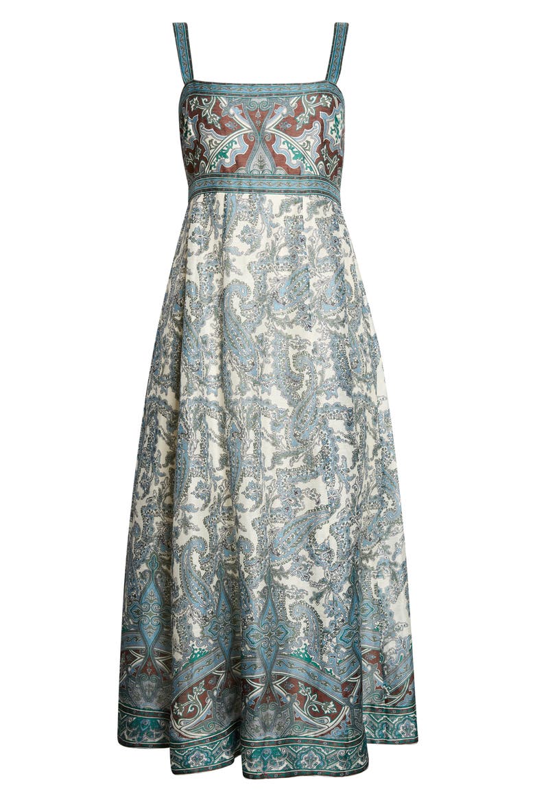 Rye Print Sleeveless Linen & Silk Maxi Dress, Alternate, color, ECRU MULTI