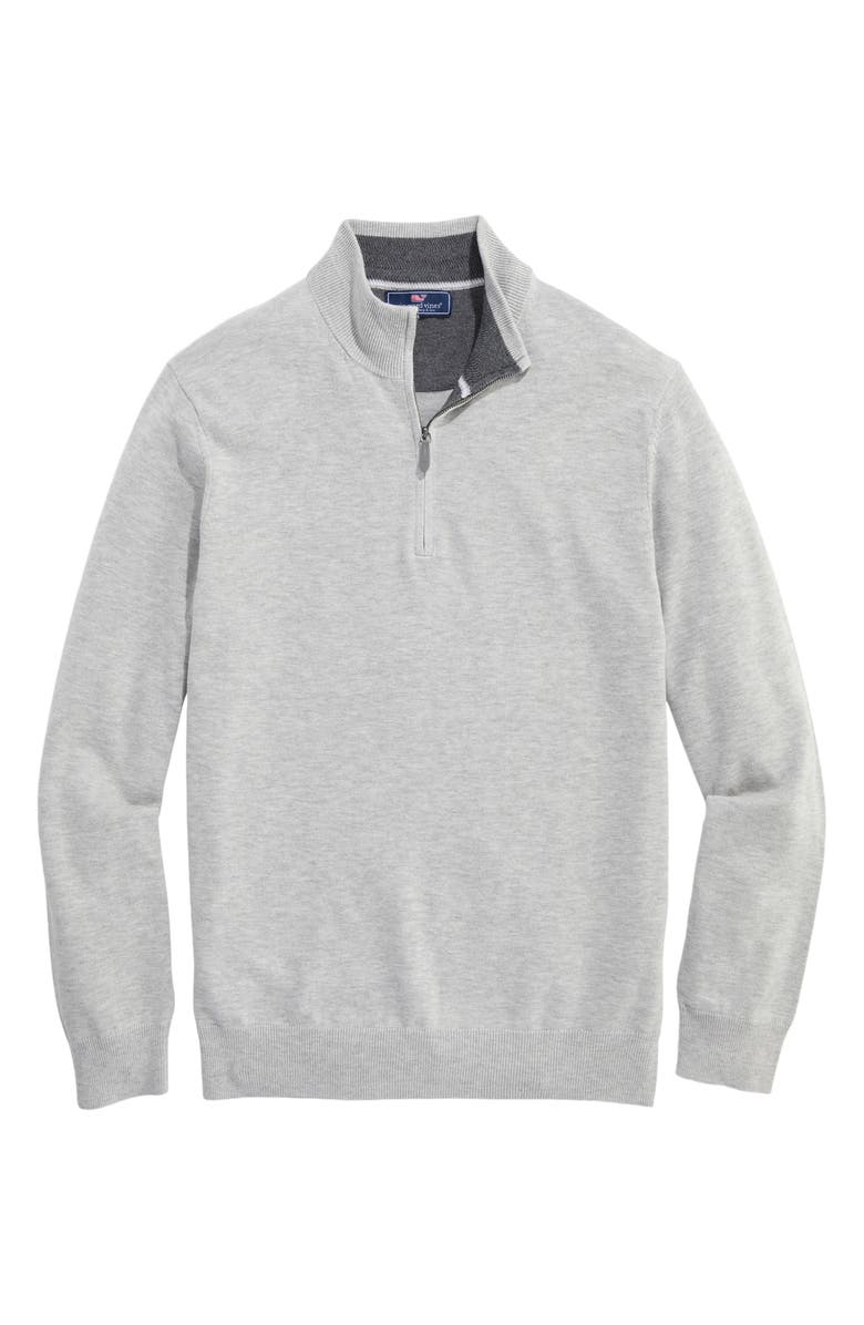 vineyard vines Boathouse Quarter Zip Sweater, Main, color, Light Gray Heather