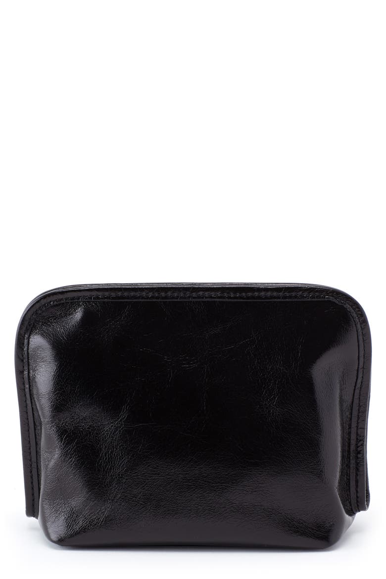 Beauty Leather Cosmetics Case, Main, color, BLACK