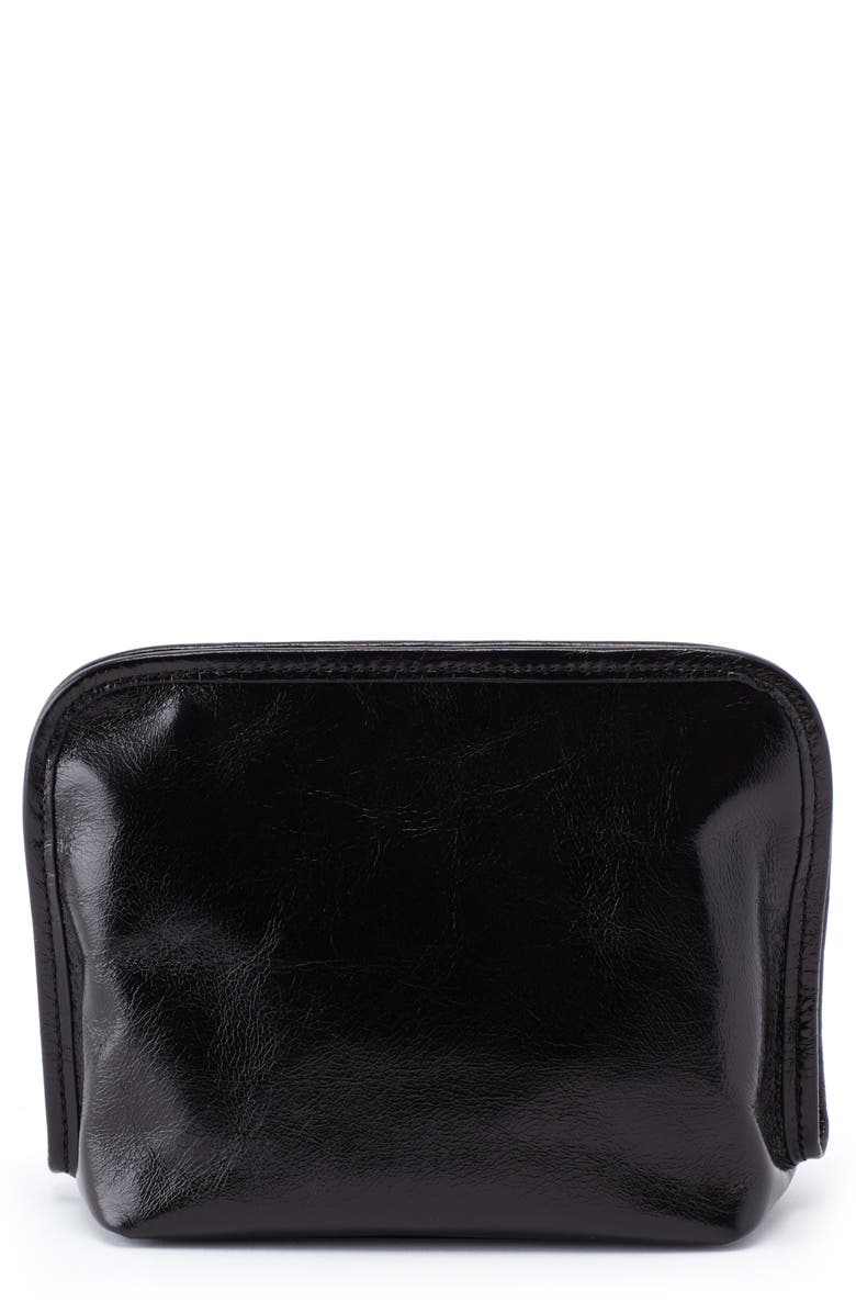 HOBO Beauty Leather Cosmetics Case, Main, color, Black
