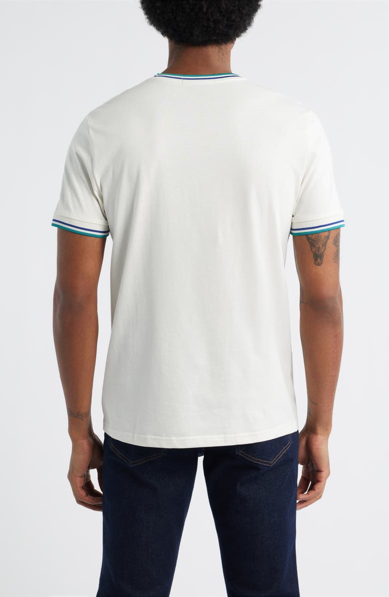 Fred Perry Contrast Trim T-Shirt, Alternate, color, Snow White/Deep Mint/Soft Echo