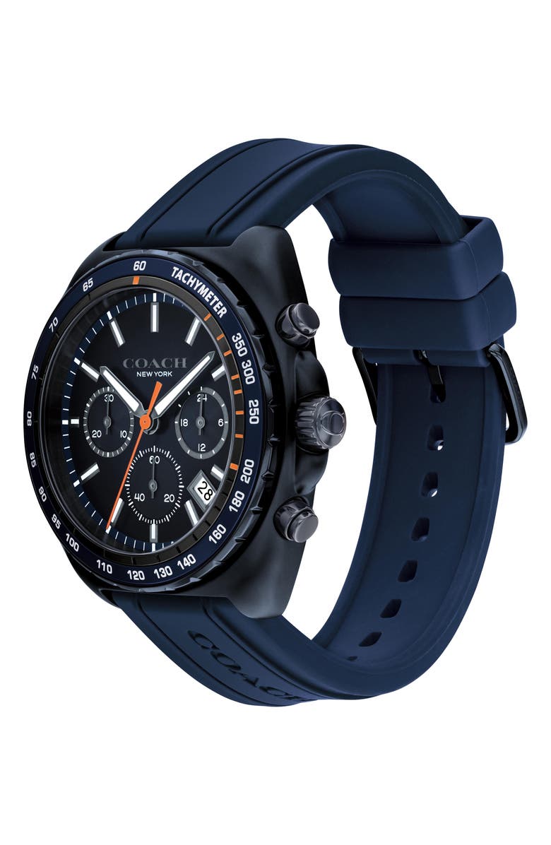 COACH Charter Chronograph Silicone Strap Watch, 44.5mm, Alternate, color,