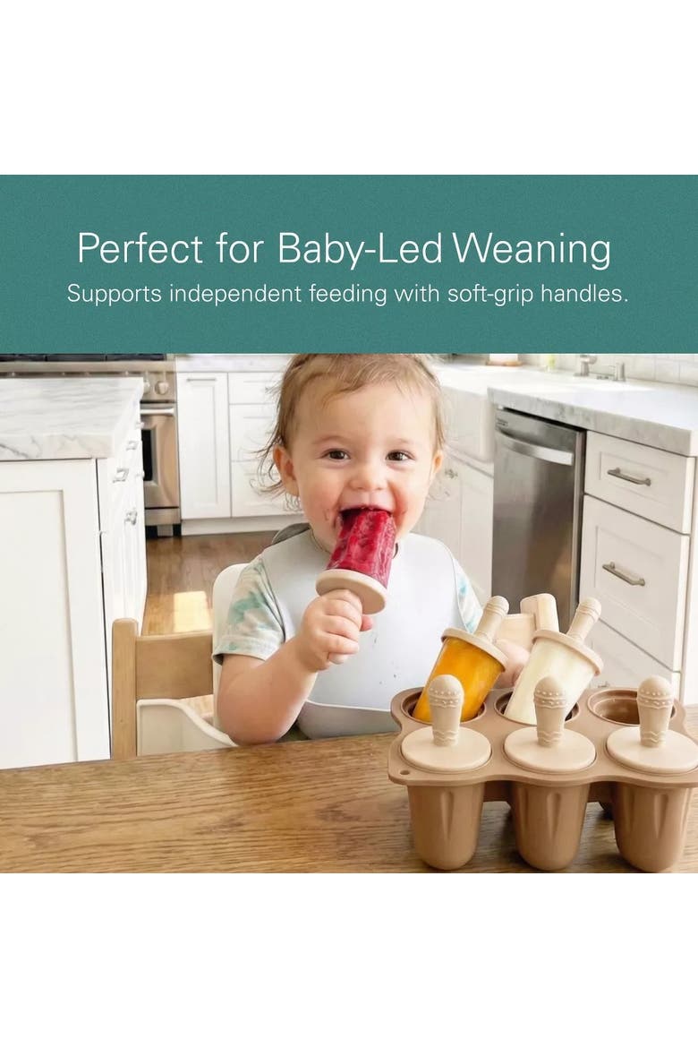 Silicone Baby Popsicle Mold Teething Ice Pop 6 Cavity, Alternate, color, Beige