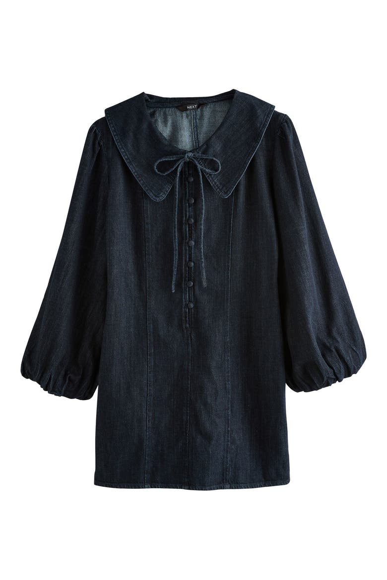 Balloon Sleeve Denim Minidress, Alternate, color, BLUE