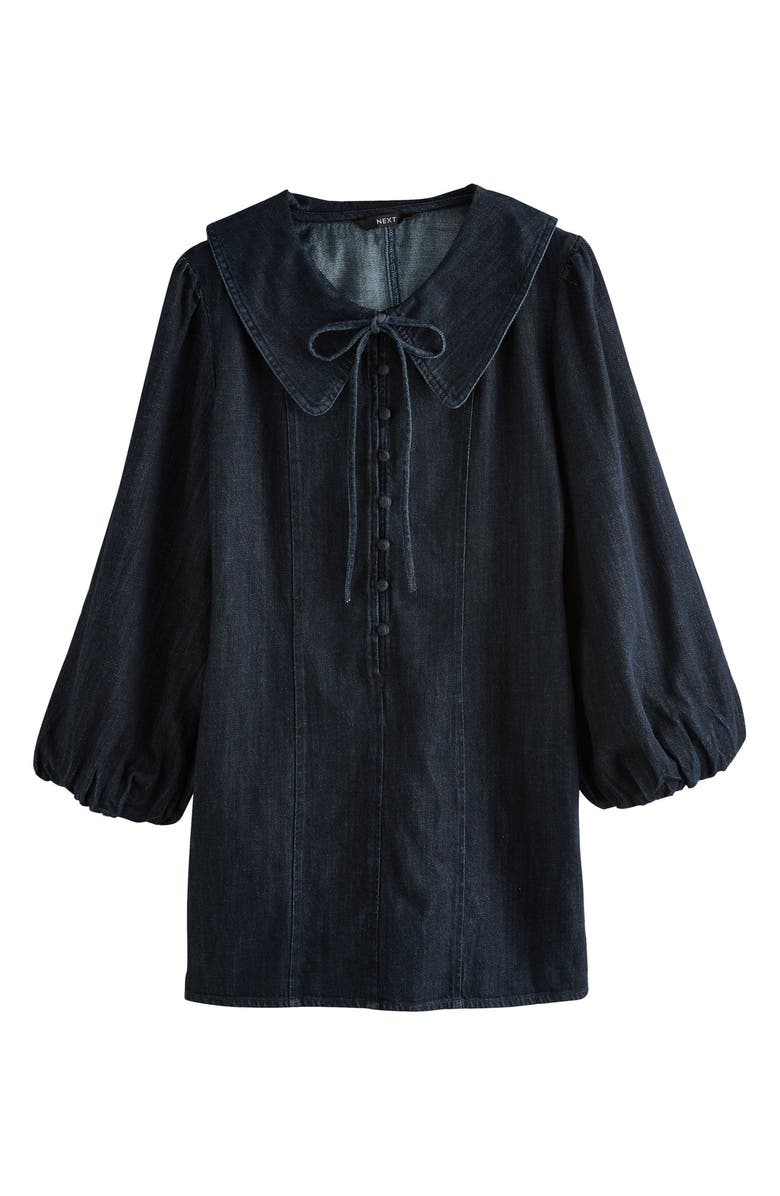 NEXT Balloon Sleeve Denim Minidress, Alternate, color, Blue