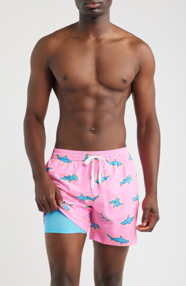 Chubbies Pink Apex 5.5–Inch Swim Trunks, Main, color, Bright Pink