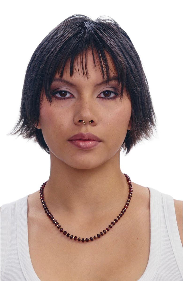 SHOP SPICY DAN Ruby Red Garnet Gold Plated Necklace, Alternate, color, Red