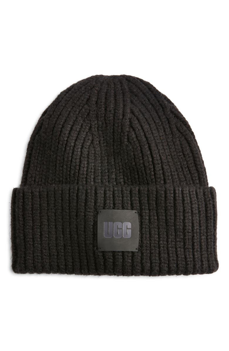 UGG<sup>®</sup> Chunky Rib Beanie, Main, color, Black