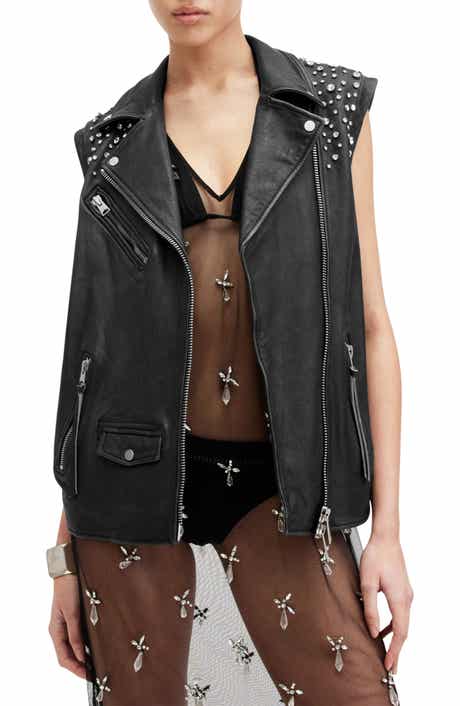 AllSaints Billie Embellished Leather Vest