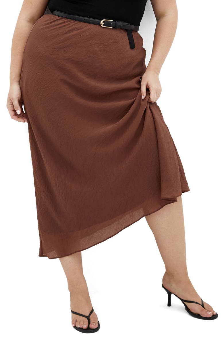 City Chic Kyra Crinkled Midi Skirt, Main, color, 