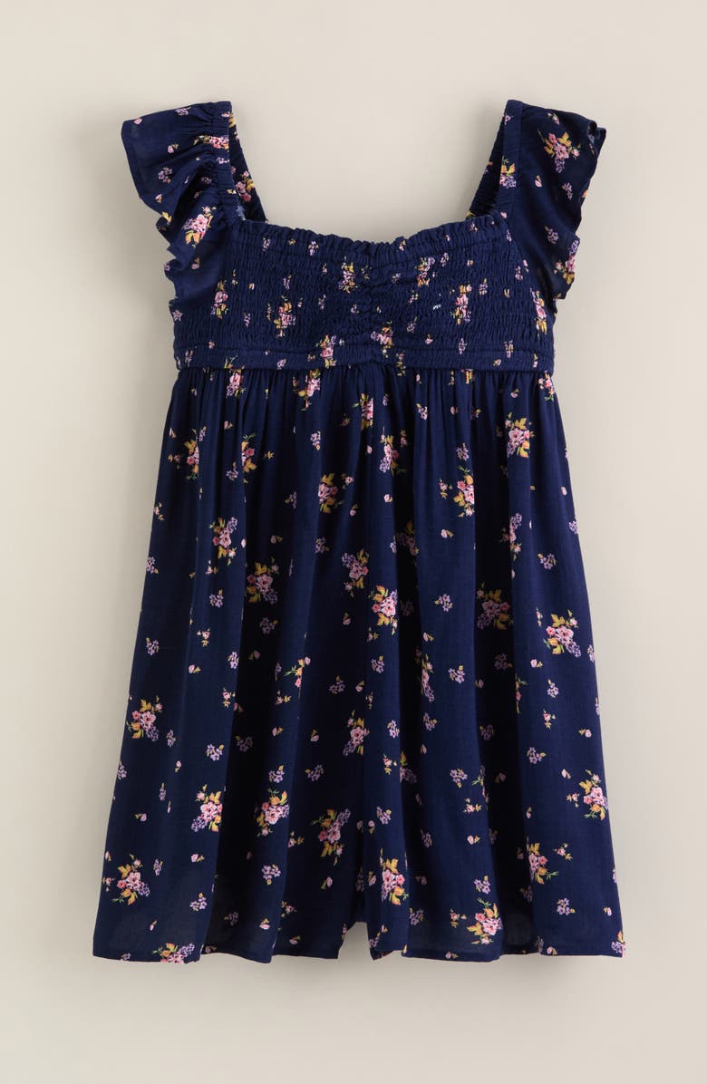 Treasure & Bond Kids' Flutter Sleeve Romper, Main, color, Navy Denim Field Flowers