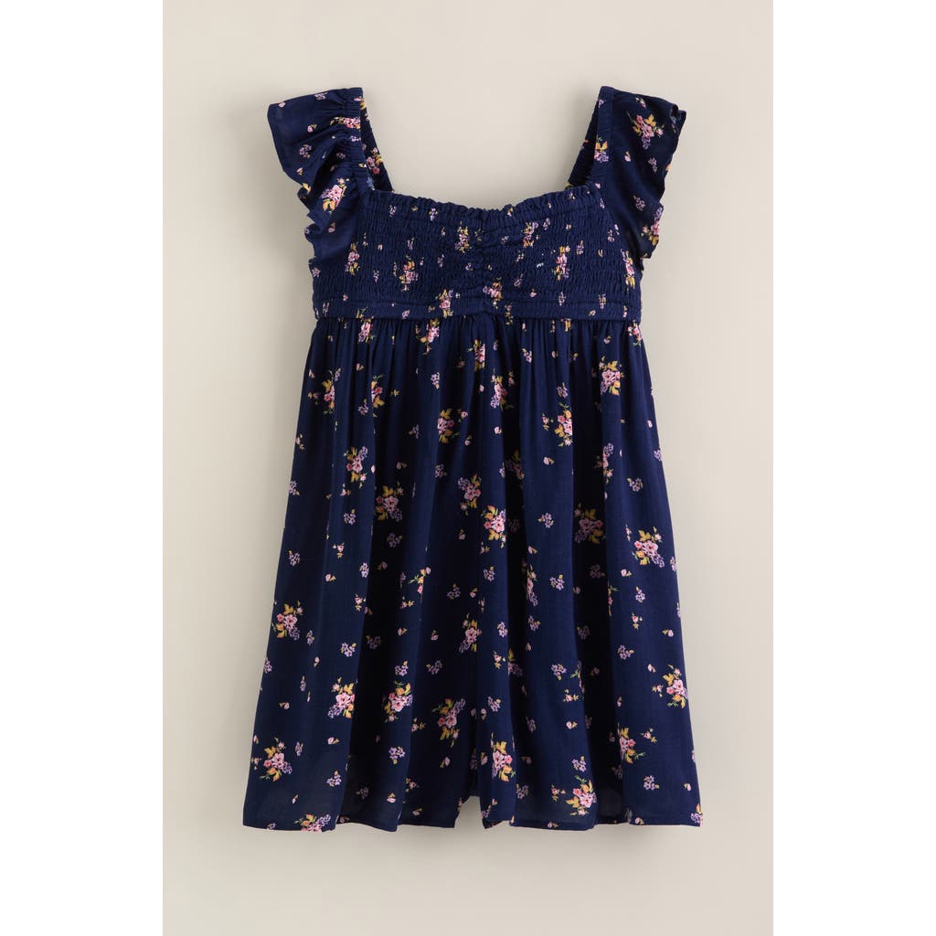 Treasure & Bond Kids' Flutter Sleeve Romper In Blue