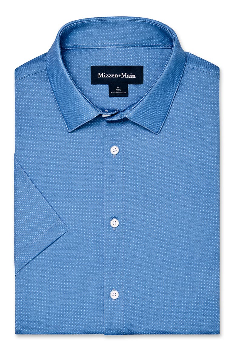 Halyard Classic Fit Microdot Short Sleeve Performance Button-Up Shirt, Alternate, color, COASTAL WAVE TONAL MICRO