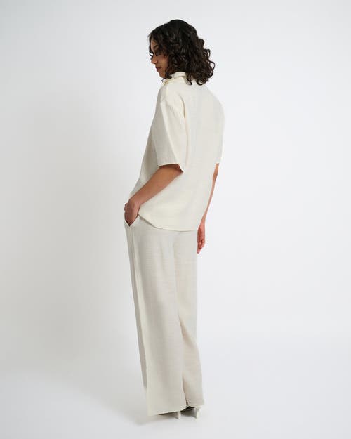 Onia Crinkle Wide Leg Drawstring Pant In Egret