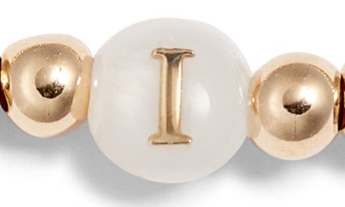 Nashelle Mother Of Pearl Initial Beaded Bracelet In Gold Fill I