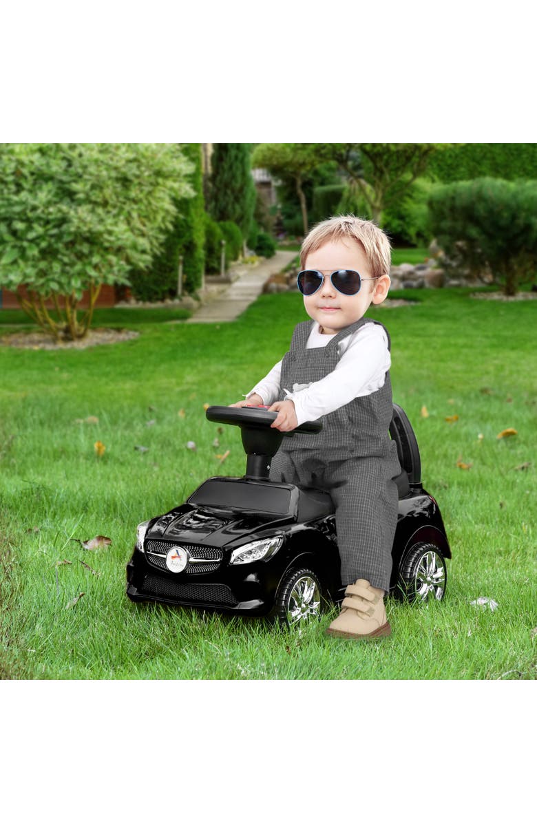 Aosom Kids Ride On Push Car with Horn, Music, Headlights, Storage, Alternate, color, Black