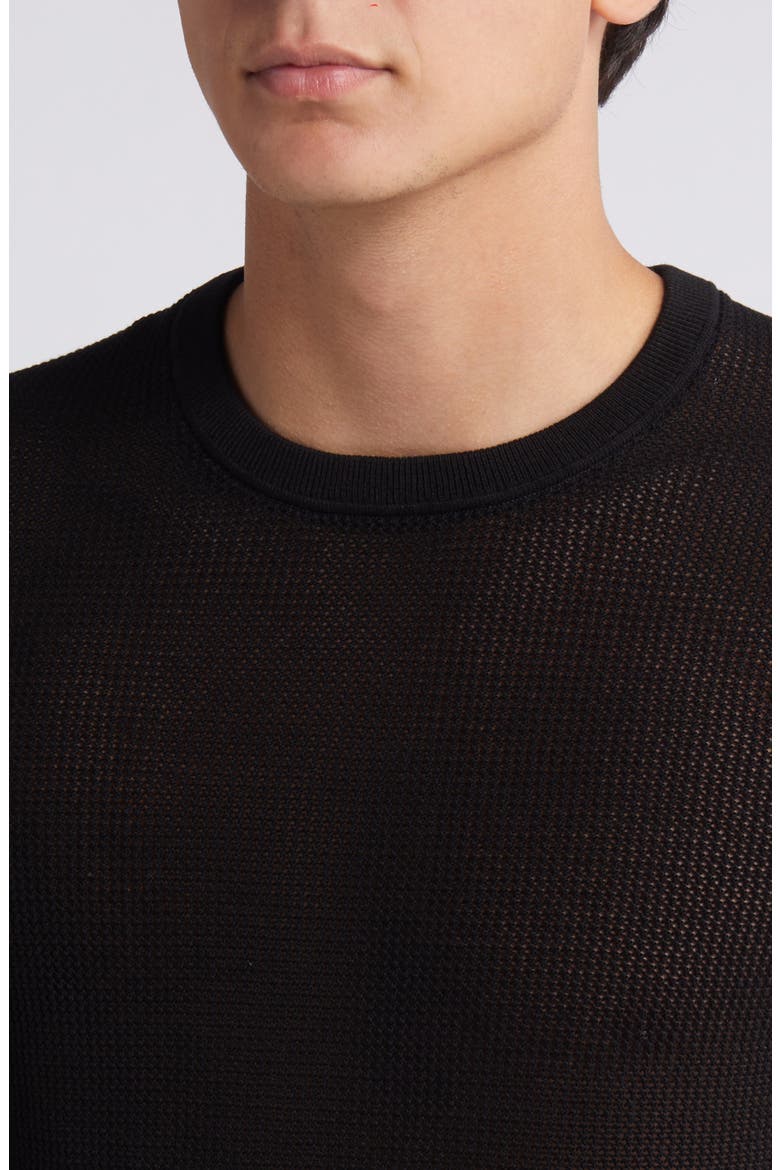 Cairn Open Stitch Cotton Blend Sweater, Alternate, color, BLACK