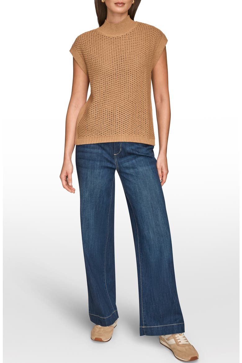Open Stitch Cap Sleeve Sweater, Alternate, color, FAWN