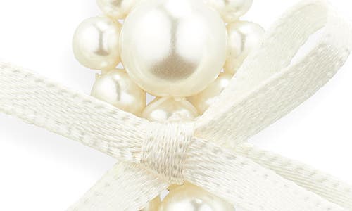 Simone Rocha Petite Bow Detail Faux Pearl Drip Earrings In White