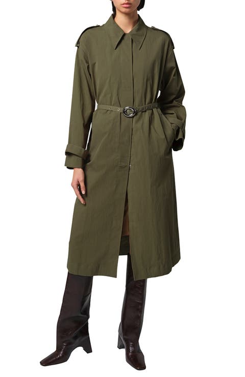 コート PAROSH Women Trench Coats RAISA25 D430378038 Green P.A.R.O.S.H. Belted Short Trench Coat | Green | FARFETCH