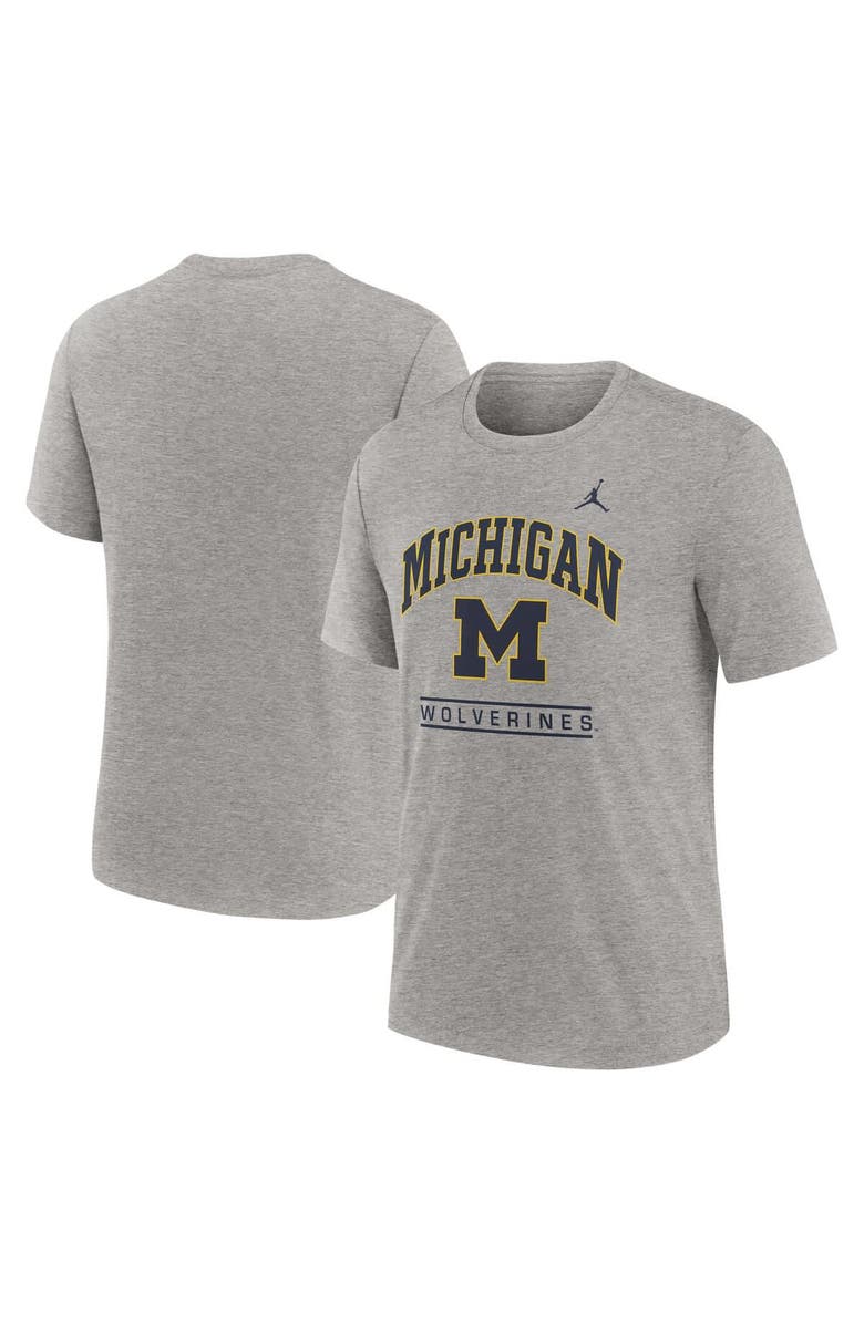 Jordan Brand Men's Jordan Brand Heather Gray Michigan Wolverines Arch Over Logo Tri-Blend T-Shirt, Main, color, Heather Gray