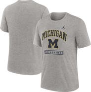 Jordan Brand Men's Jordan Brand Heather Gray Michigan Wolverines Arch Over Logo Tri-Blend T-Shirt