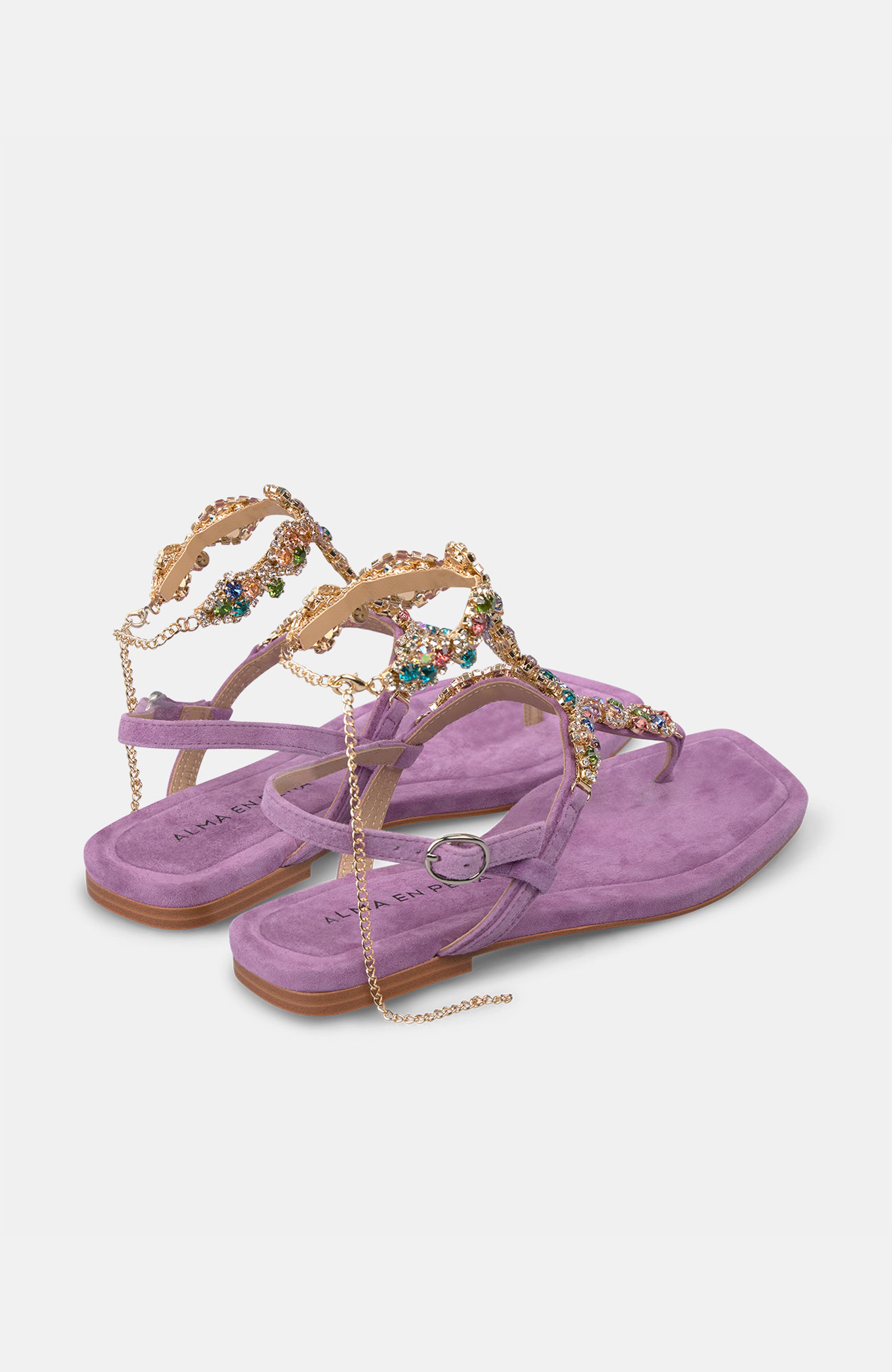 Multicolour Rhinestone Sandal, Alternate, color, Purple