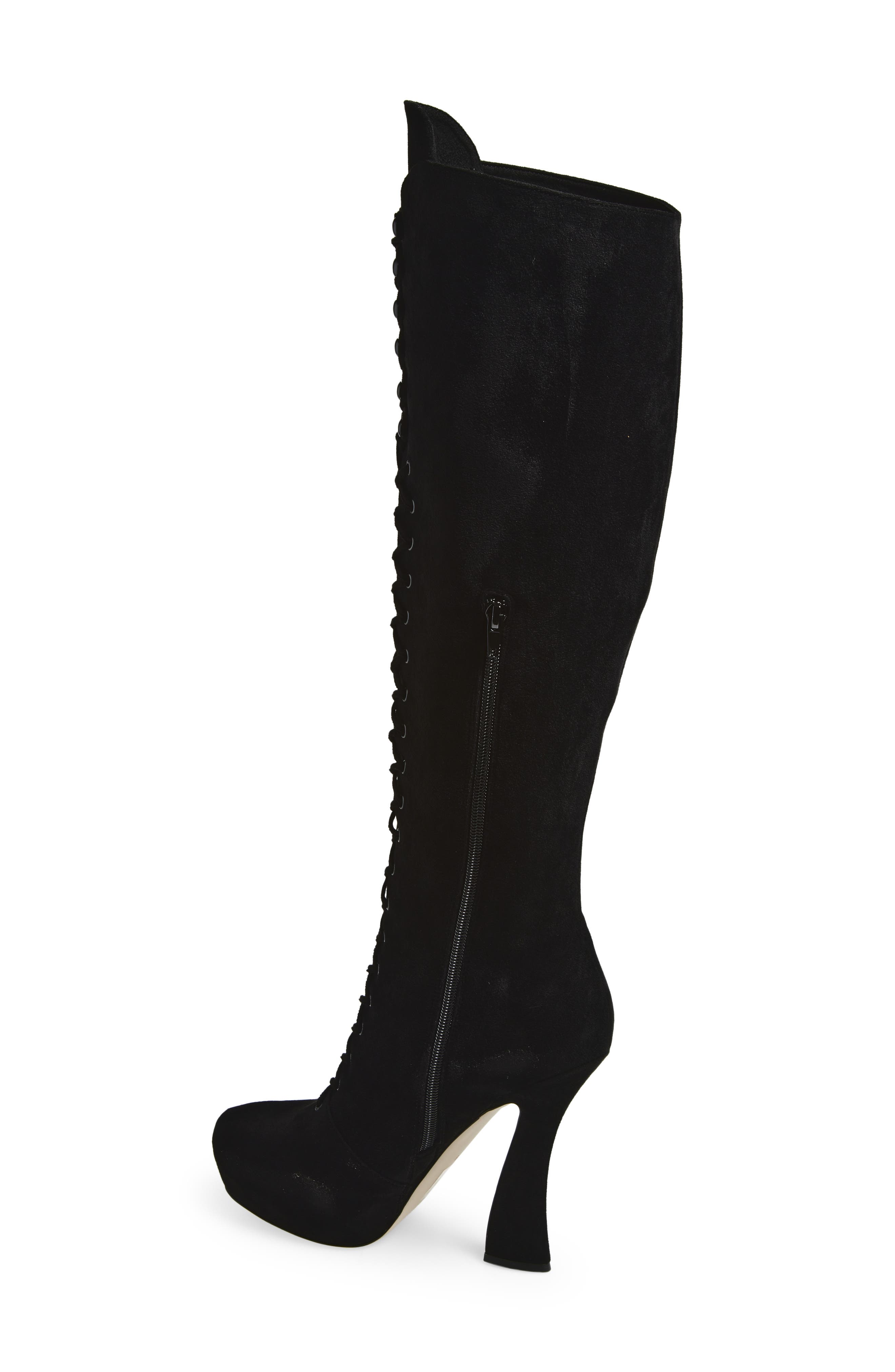 Jeffrey Campbell Pop-Off Faux Suede Tall Boot, Alternate, color, Black Suede