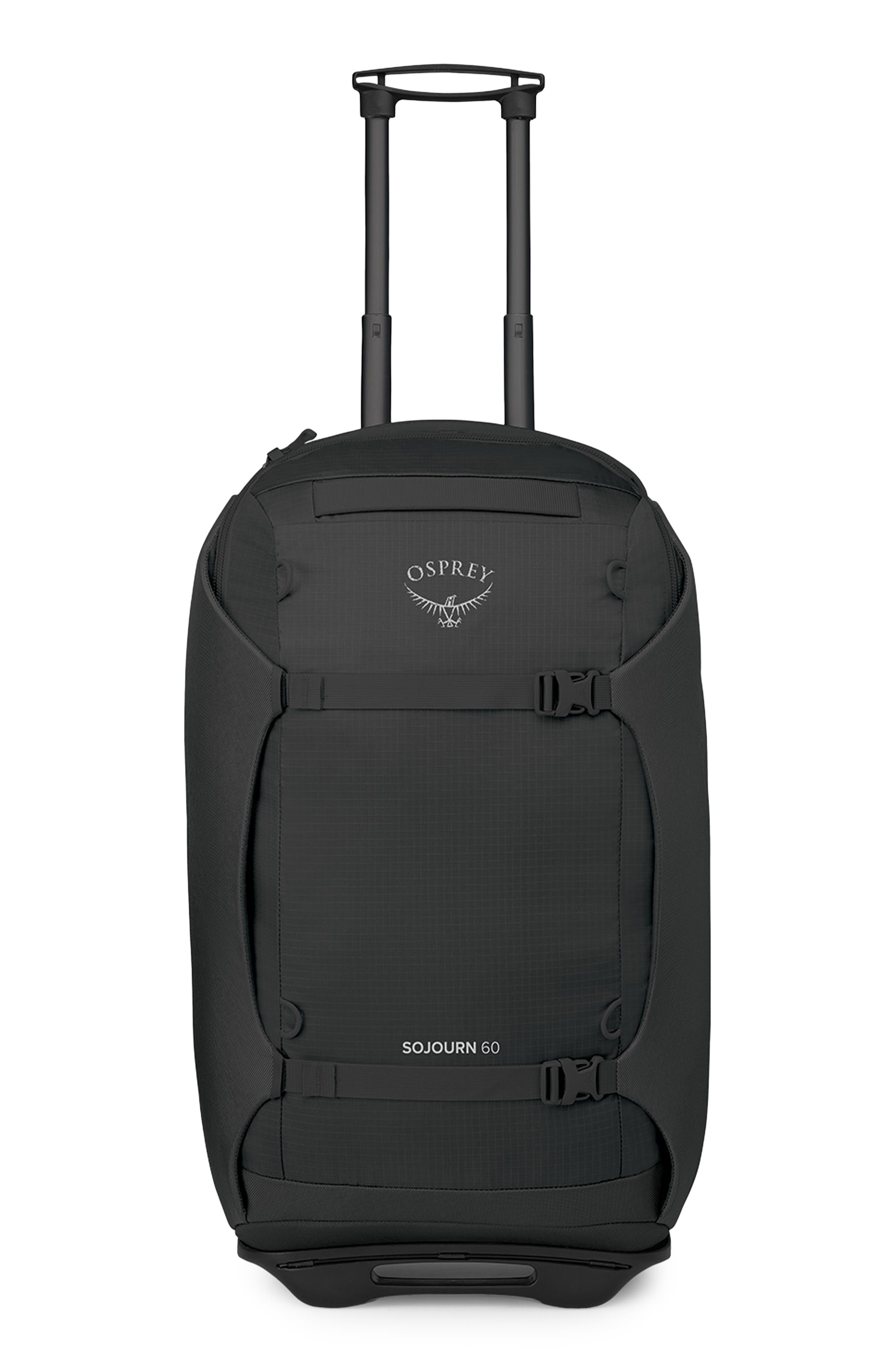 Osprey Sojourn 25-Inch 60-Liter Wheeled Recycled Nylon Travel Pack, Main, color, Black
