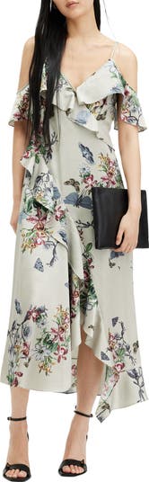 Orion Sanibel Floral Cold Shoulder High-Low Dress