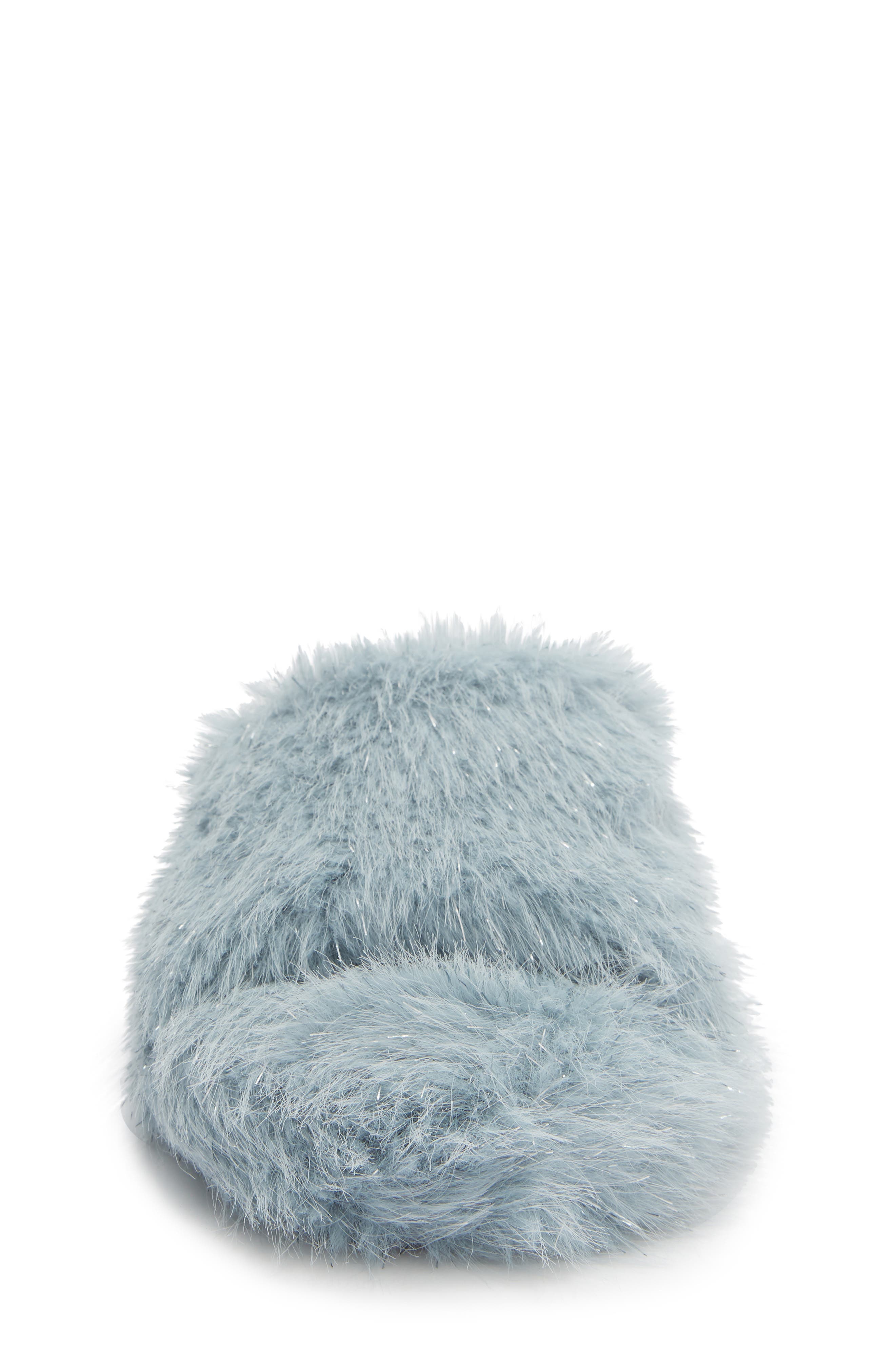 Bunnie Faux Fur Slide Slipper, Alternate, color, BLUE DUST