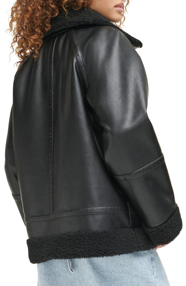Levi's<sup>®</sup> Relaxed Faux Shearling & Faux Leather Aviator Jacket, Alternate, color,
