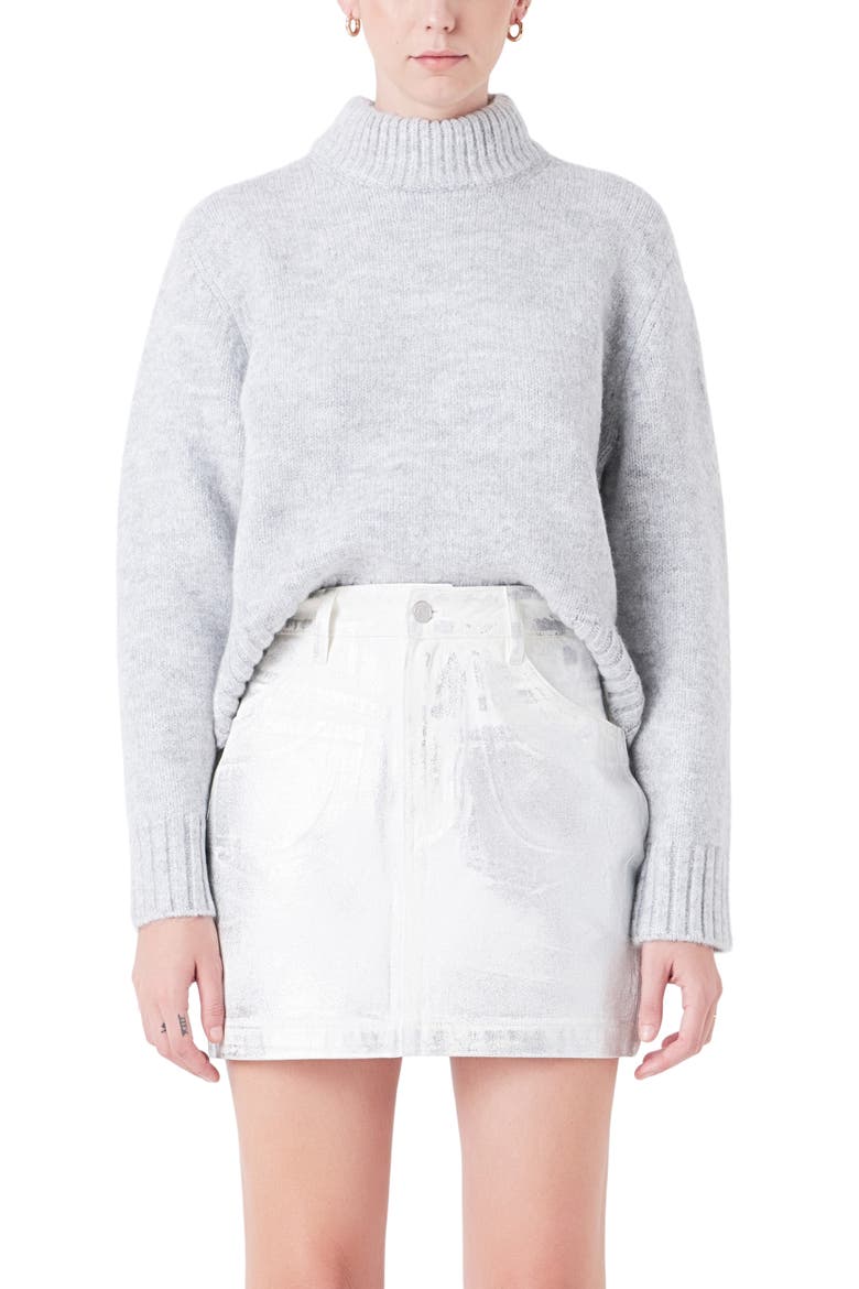 Mock Neck Pullover Sweater, Alternate, color, GREY