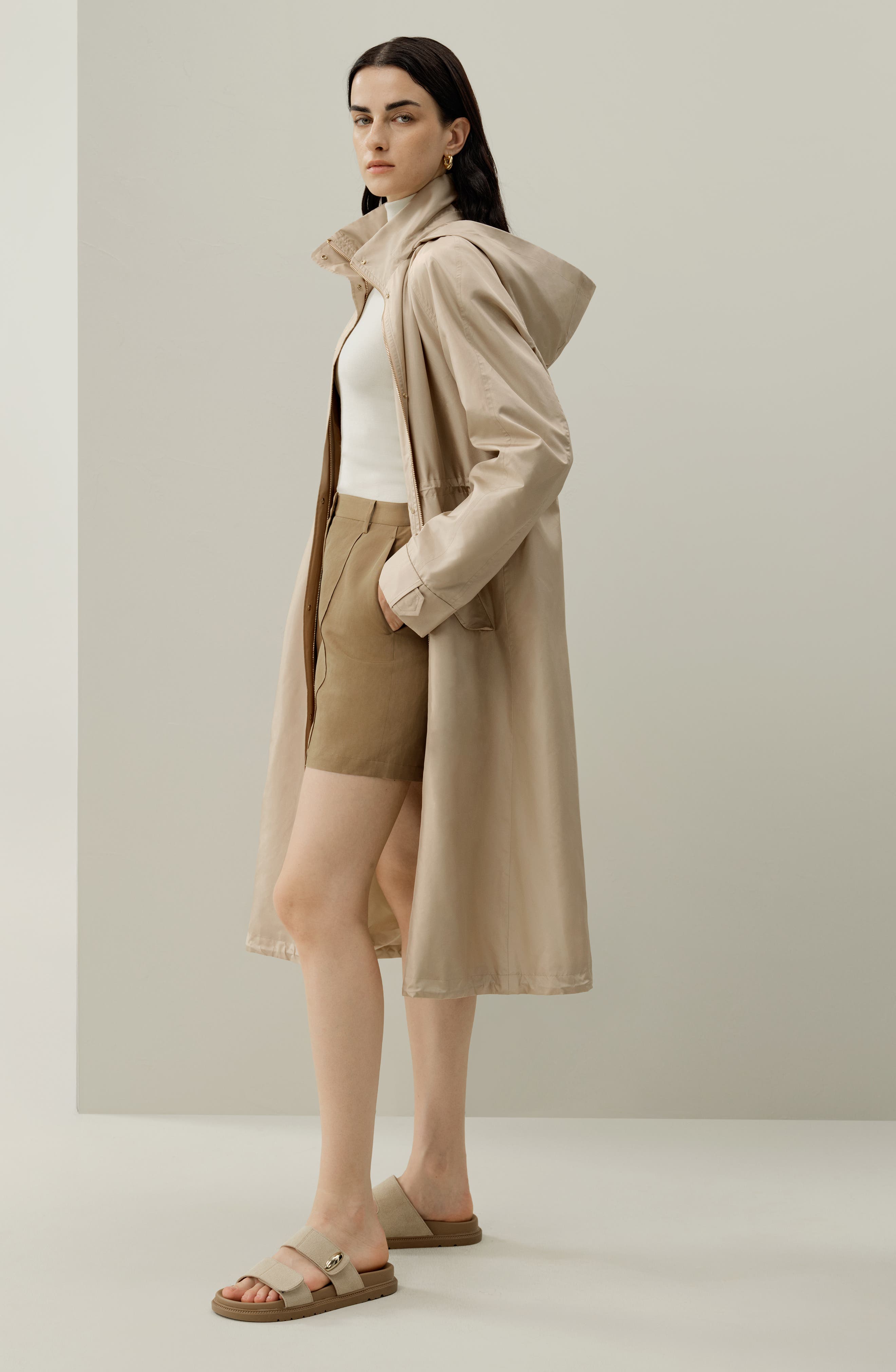 Silk Taffeta Water-Repellent Coat - image 2