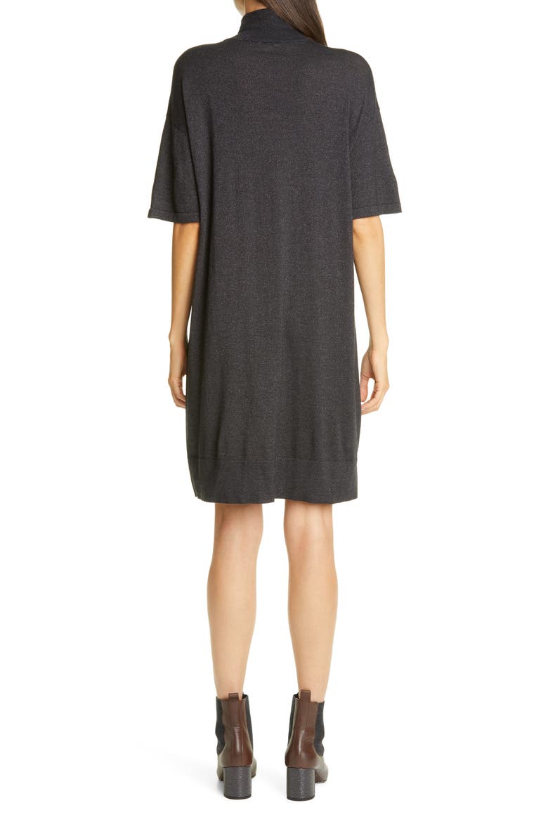 Metallic Cashmere Blend Shift Sweater Dress, Alternate, color, C2803 BLACK STONE